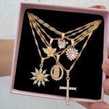 Angel Pendant Necklace Cross Crystal Choker Jewelry