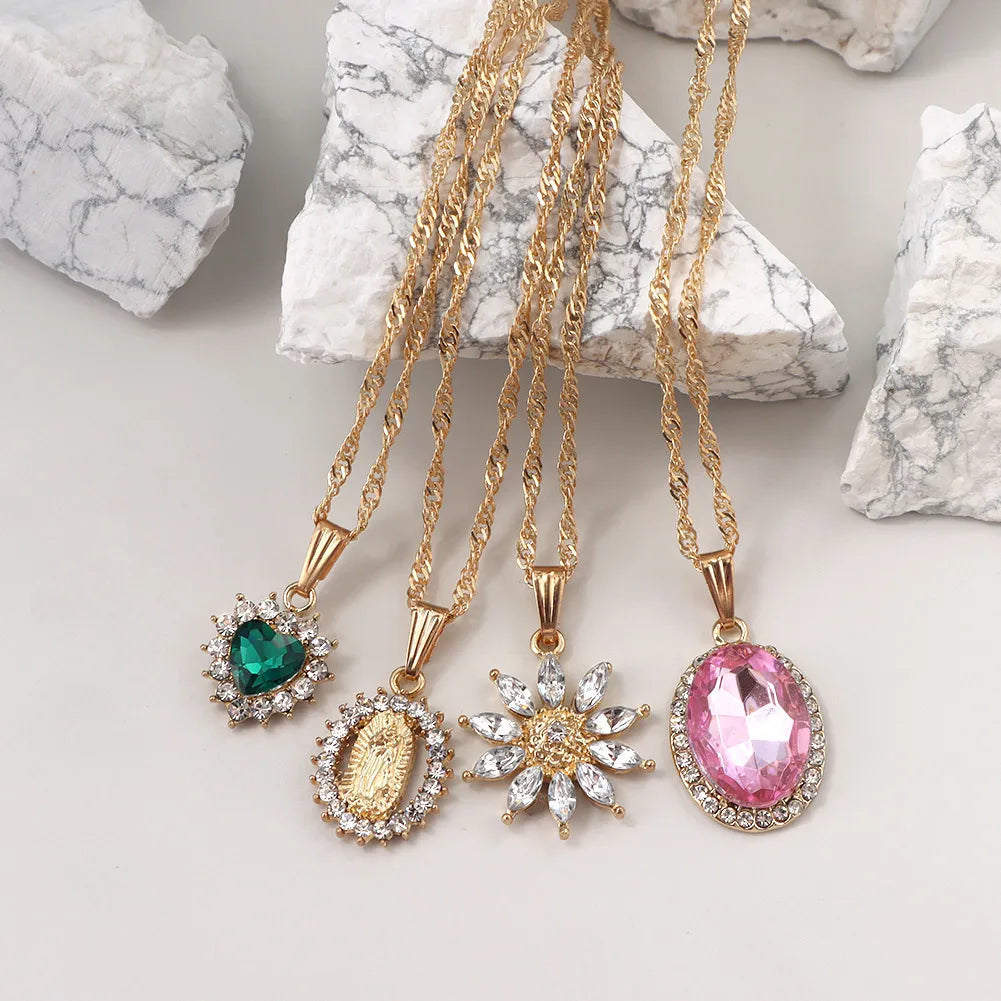 Angel Pendant Necklace Cross Crystal Choker Jewelry