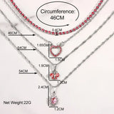 Pink Heart Crystal Pendant Necklace Boho Butterfly Rhinestone Tennis Chain