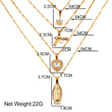 Multilayer Portrait Pistol Pendant Necklaces Punk Heart Crystal