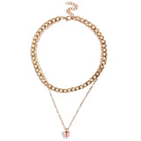 Multilayer Portrait Pistol Pendant Necklaces Punk Heart Crystal
