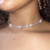 Crystal Butterfly Anklet Bling Tennis Chain Boho Foot Jewelry