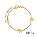 Crystal Butterfly Anklet Bling Tennis Chain Boho Foot Jewelry