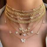 Crystal Butterfly Anklet Bling Tennis Chain Boho Foot Jewelry