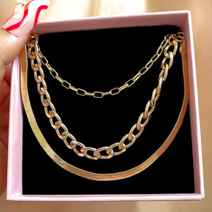 Multi-layer Snake Chain Choker Necklace Punk Jewelry