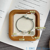 Green Jade and Crystal Grape Couple Bracelet