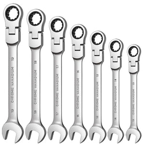Flexible Pivoting Head Ratchet Wrench Spanner Metric Hand Tool 6mm-24mm