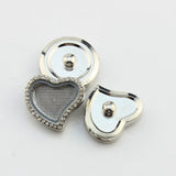 Floating Charm Locket Heart Rhinestone Snap Button For 18mm Snap Jewelry