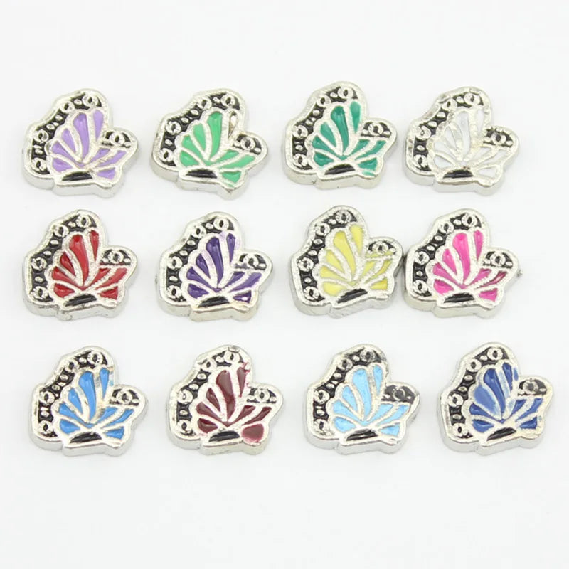 Enamel Butterfly Birthstone Charms for Glass Living Locket Pendant