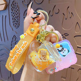 Panda Quicksand Liquid Mug Keychain for Couple Bag Pendant Key Ring
