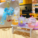 Panda Quicksand Liquid Mug Keychain for Couple Bag Pendant Key Ring