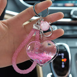 Heart Love Shape Keychain Glitter Quicksand Keyring Car Bag Pendant