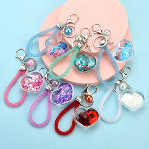Heart Love Shape Keychain Glitter Quicksand Keyring Car Bag Pendant