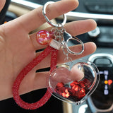 Heart Love Shape Keychain Glitter Quicksand Keyring Car Bag Pendant