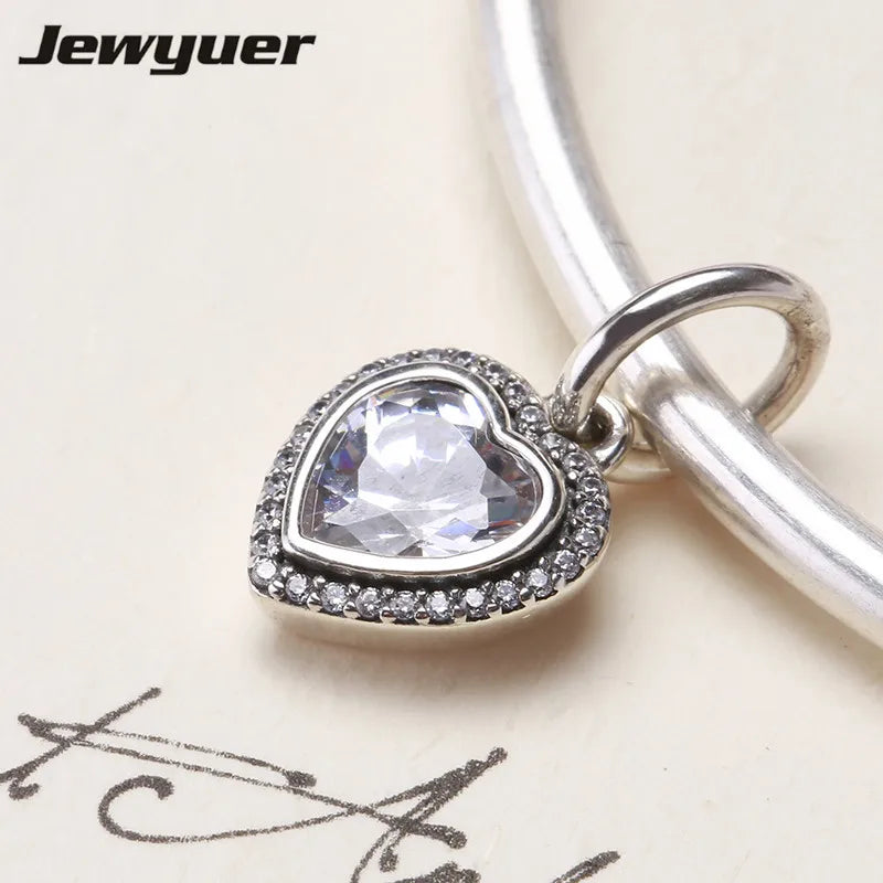 Floating Heart Charms 925 Sterling Silver Pendant DIY Jewelry