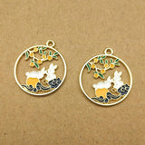 Floral Rabbit Charms Oil Drop Earring Necklace Pendant