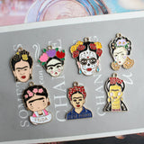 50pcs Floral Human Image Necklace Pendants Enamel Metal Charms