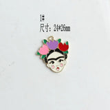 50pcs Floral Human Image Necklace Pendants Enamel Metal Charms