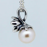 Floral Freshwater Pearl Pendant Necklace Enamel 925 Sterling Silver