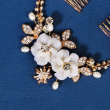 Floral Hair Comb Crown Hairband Crystal Hairpin Hair Clips Wedding Bride Jewelry