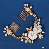 Floral Hair Comb Crown Hairband Crystal Hairpin Hair Clips Wedding Bride Jewelry
