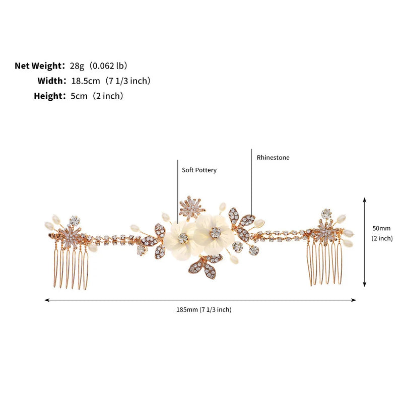 Floral Hair Comb Crown Hairband Crystal Hairpin Hair Clips Wedding Bride Jewelry