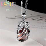 Crystal Wrap S925 Silver Oval Red Purple Floral Jewelry Set
