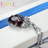 Crystal Wrap S925 Silver Oval Red Purple Floral Jewelry Set
