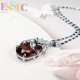 Crystal Wrap S925 Silver Oval Red Purple Floral Jewelry Set