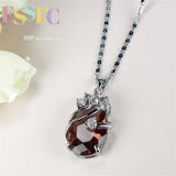 Crystal Wrap S925 Silver Oval Red Purple Floral Jewelry Set