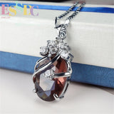 Crystal Wrap S925 Silver Oval Red Purple Floral Jewelry Set