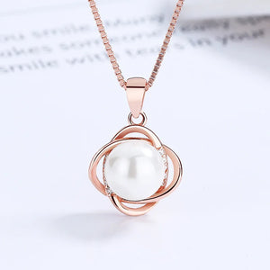 Floral Pearl Necklace 925 Silver Ins Collarbone Chain Jewelry