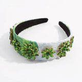 Floral Rhinestone Headbands Green Pink Yellow Crystal Princess Hairbands