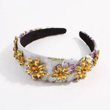Floral Rhinestone Headbands Green Pink Yellow Crystal Princess Hairbands