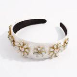 Floral Rhinestone Headbands Green Pink Yellow Crystal Princess Hairbands