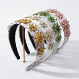 Floral Rhinestone Headbands Green Pink Yellow Crystal Princess Hairbands