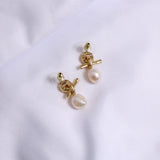 Floral Drop Earrings with Pearl Pendant