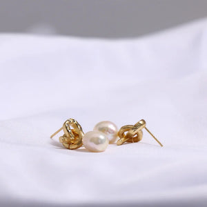 Floral Drop Earrings with Pearl Pendant