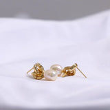 Floral Drop Earrings with Pearl Pendant