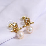 Floral Drop Earrings with Pearl Pendant