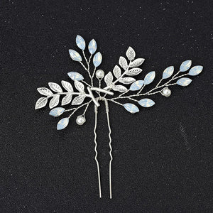 Opal Crystal Rhinestones Bridal Hair Pin Set Wedding Hair Clip