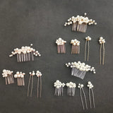 3 Colors Simulated Pearls Wedding Hair Comb Hair Pins Stickers Set