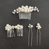 3 Colors Simulated Pearls Wedding Hair Comb Hair Pins Stickers Set