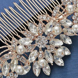 Rhinestone Crystal Pearl Wedding Hair Comb Bridal Headpiece