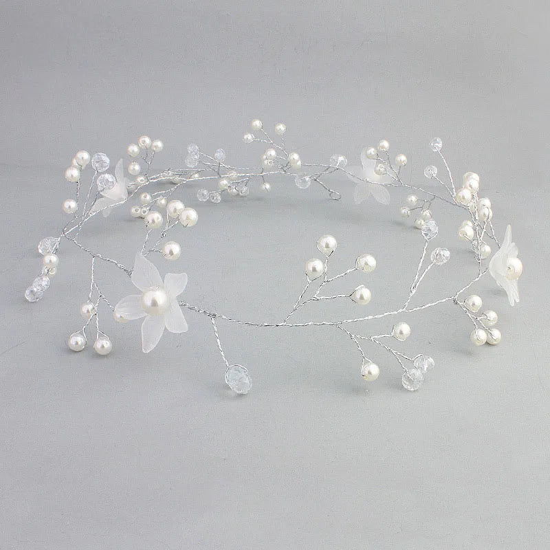 Floralbride Rhinestones Pearls Wedding Headband Bridal Hair Vine