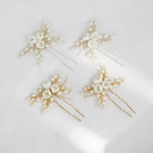 Ceram Flower Freshwater Pearls Bridal Hair Pin