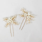Ceram Flower Freshwater Pearls Bridal Hair Pin