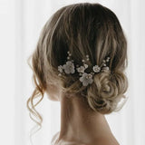 Crystal Ceram Flower Pearls Bridal Hair Pin Wedding Hair Sticker