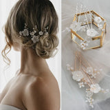 Crystal Ceram Flower Pearls Bridal Hair Pin Wedding Hair Sticker