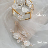 Crystal Ceram Flower Pearls Bridal Hair Pin Wedding Hair Sticker